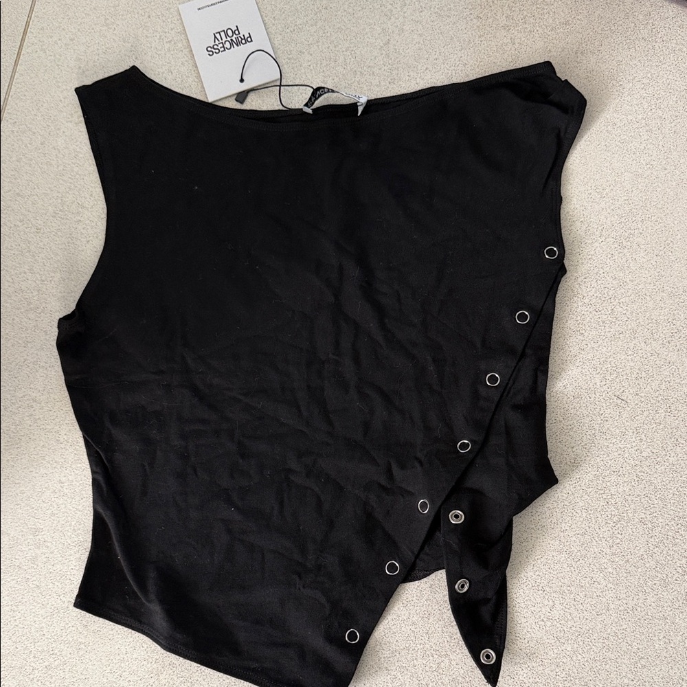 Princess Polly Black Buttoned Crop Top